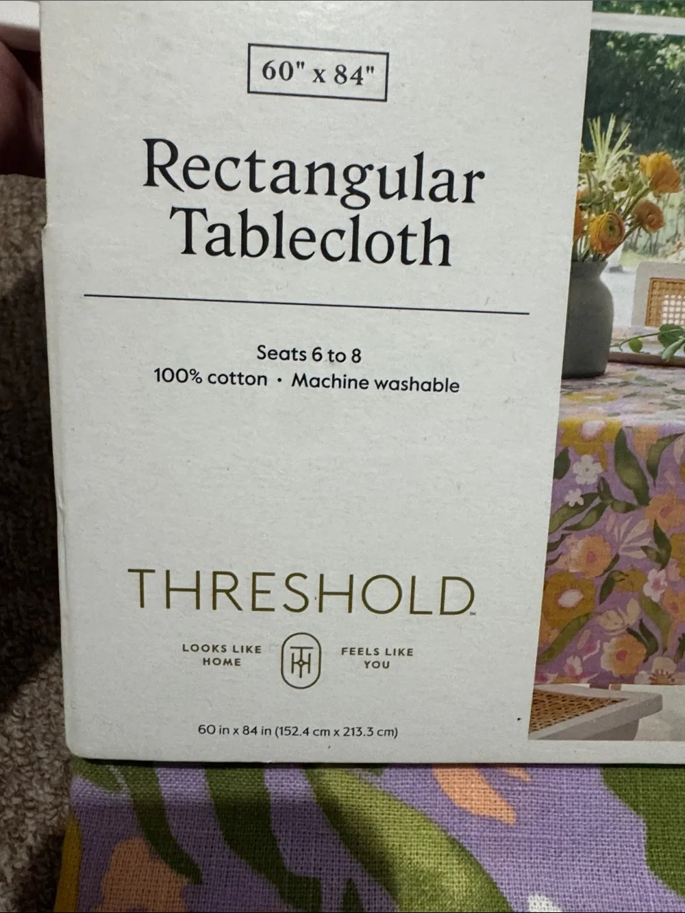 Threshold 60”x84” Lavender Floral Cotton Rectangular Tablecloth